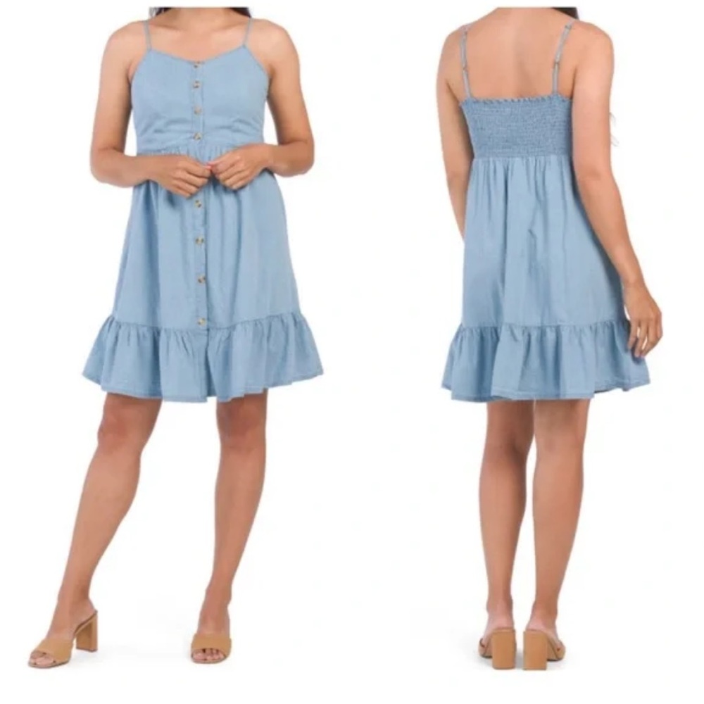 Japna Light Blue cotton Button-Down Sundress size L